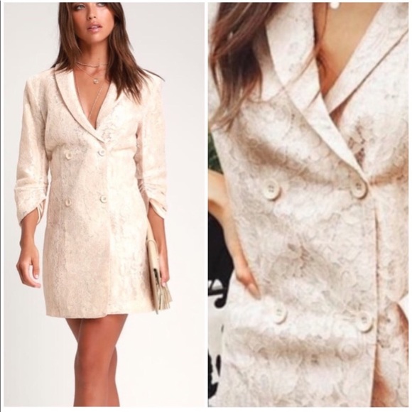 LULUS RONAN LACE DOUBLE BREASTED SUIT DRESS g615-6 - Picture 2 of 8